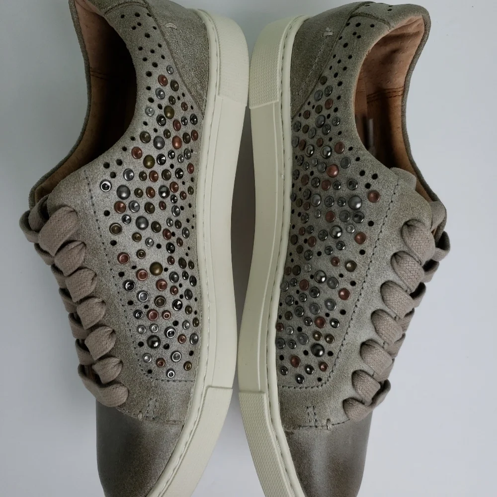 Frye Ivy Deco Studd Low Lace Leather Sneaker Sz 7.5